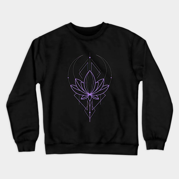 Geometric Lotus Flower 1 / Electric Purple Crewneck Sweatshirt by Human_Pretzel